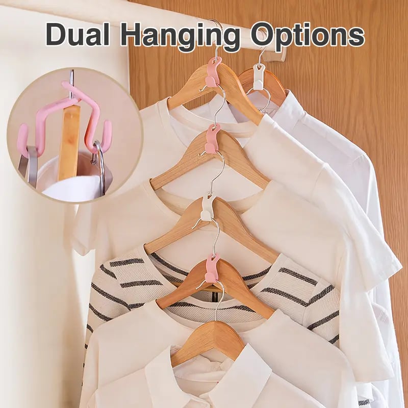 Space-Saving Clothes Hanger Connector Hooks
