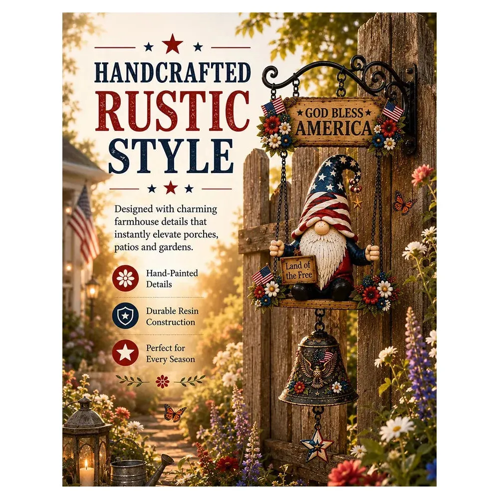 Hand-Painted Gnome Welcome Garden Bell detail 3