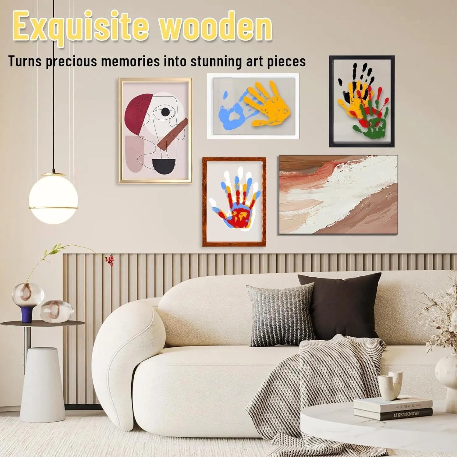 ❤️❤️Wooden Transparent Handprint Frame Set, DIY Family Memorial Gift Kit