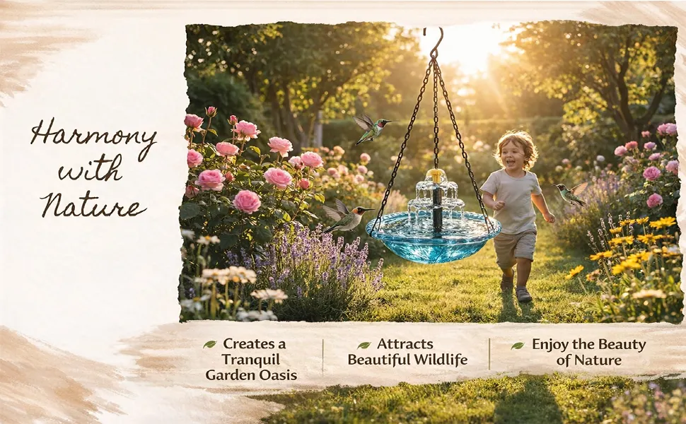 Solar Cascade Hanging Bird Bath Fountain