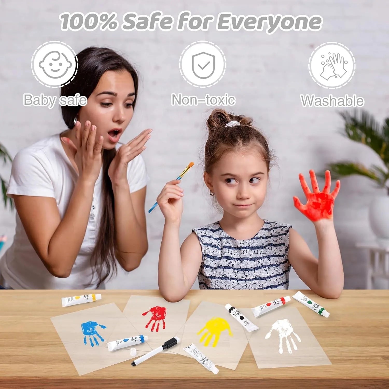 ❤️❤️Wooden Transparent Handprint Frame Set, DIY Family Memorial Gift Kit