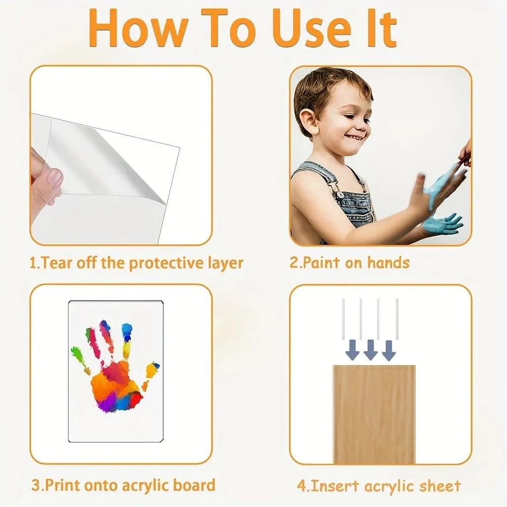 ❤️❤️Wooden Transparent Handprint Frame Set, DIY Family Memorial Gift Kit