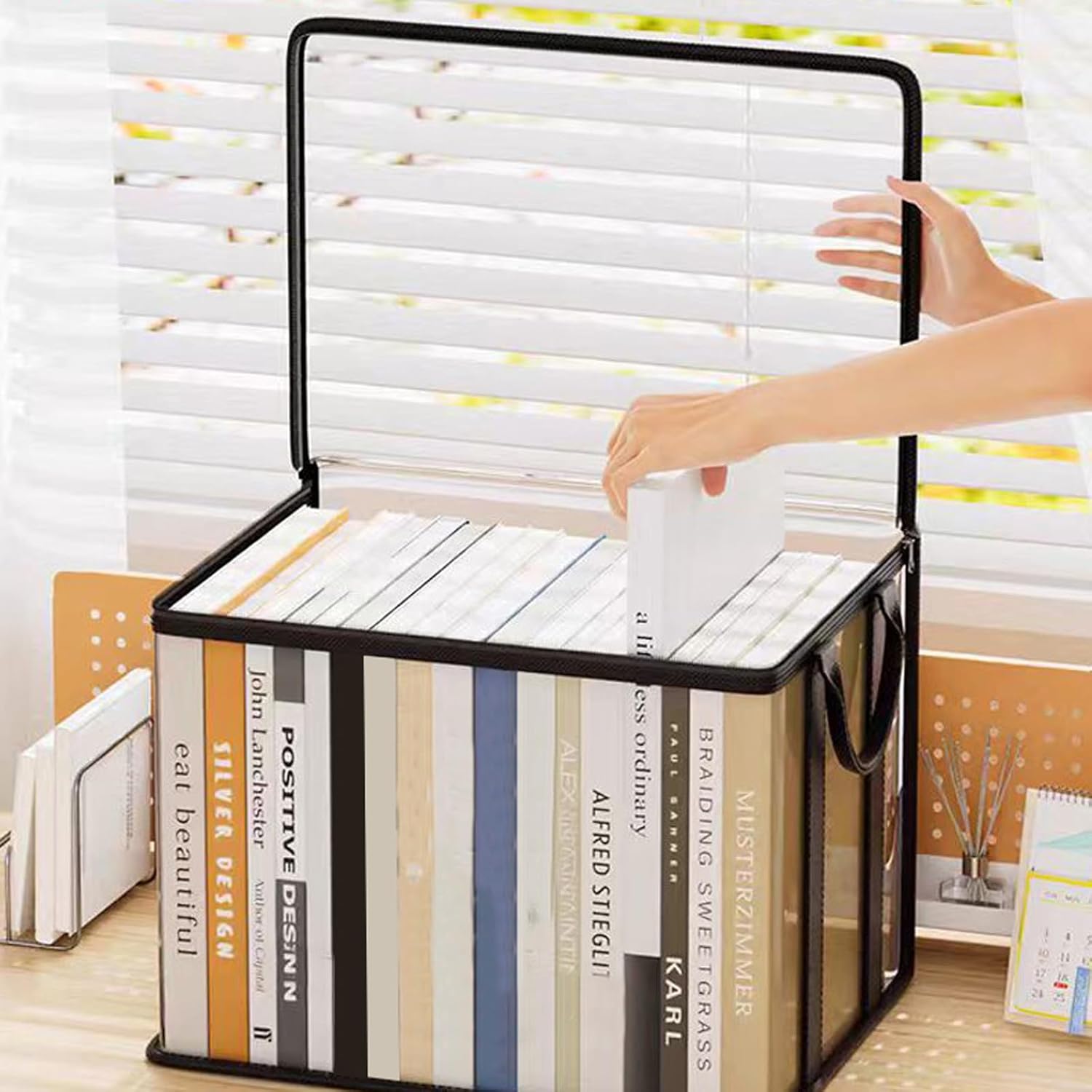 2 pcs Transparent PVC Book Storage Box