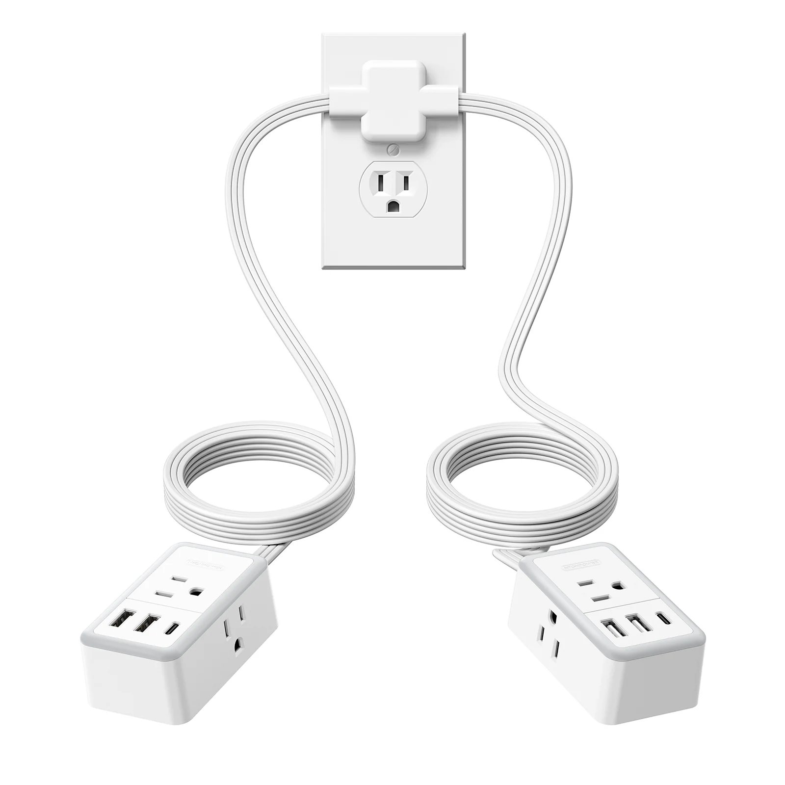 Double Extension Cord 12 FT Power Strip  3 Outlets 3 USB