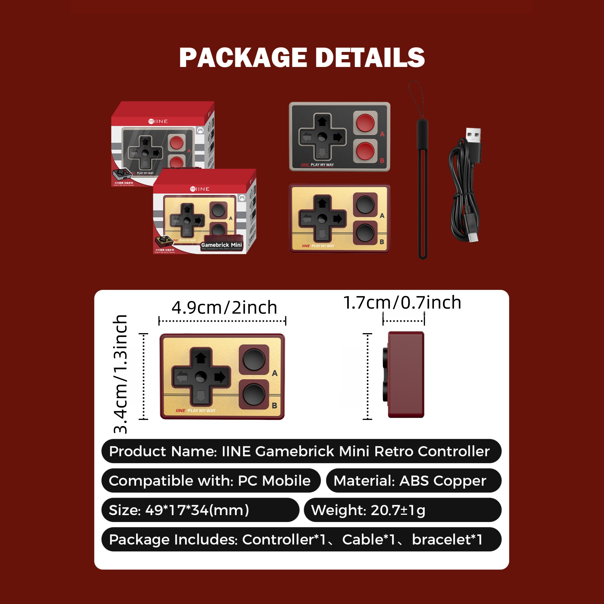 IINE GAMEBRICK MINI RETRO CONTROLLER