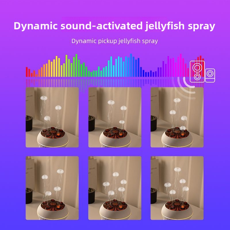 Remote-controlled timed humidifier for home use, ultrasonic multi-pore atomization, large mist output, jellyfish aroma diffuser