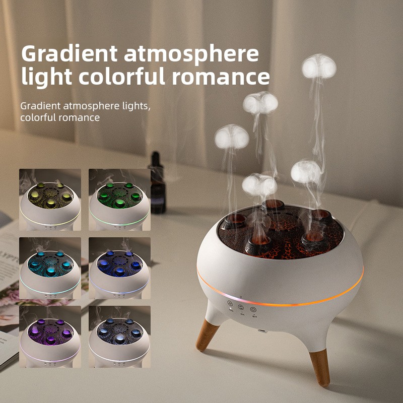 Remote-controlled timed humidifier for home use, ultrasonic multi-pore atomization, large mist output, jellyfish aroma diffuser