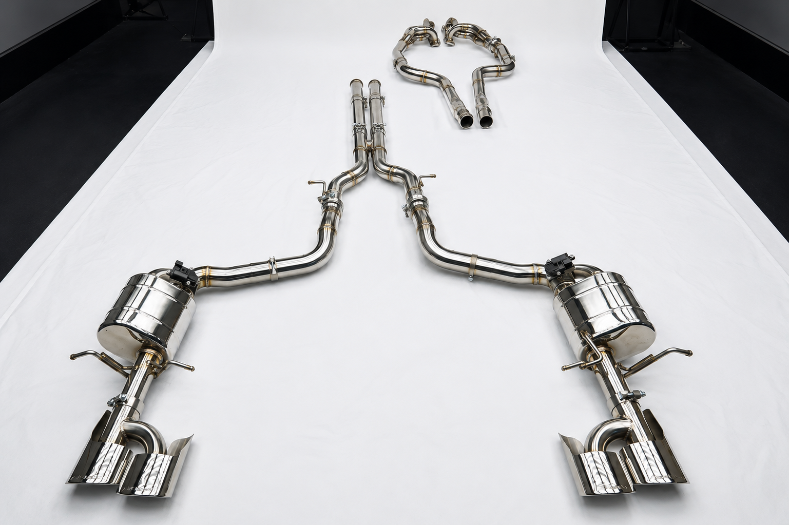 Mercedes-Benz W204 C63 AMG 6.2L V8 Performance Exhaust System Banana Header + Straight Downpipe + Full 70mm Catback Exhaust