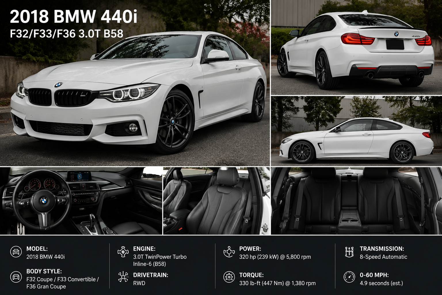 2018 BMW 440i F32 / F33 / F36 B58 3.0T SS304 Valved Catback Exhaust System