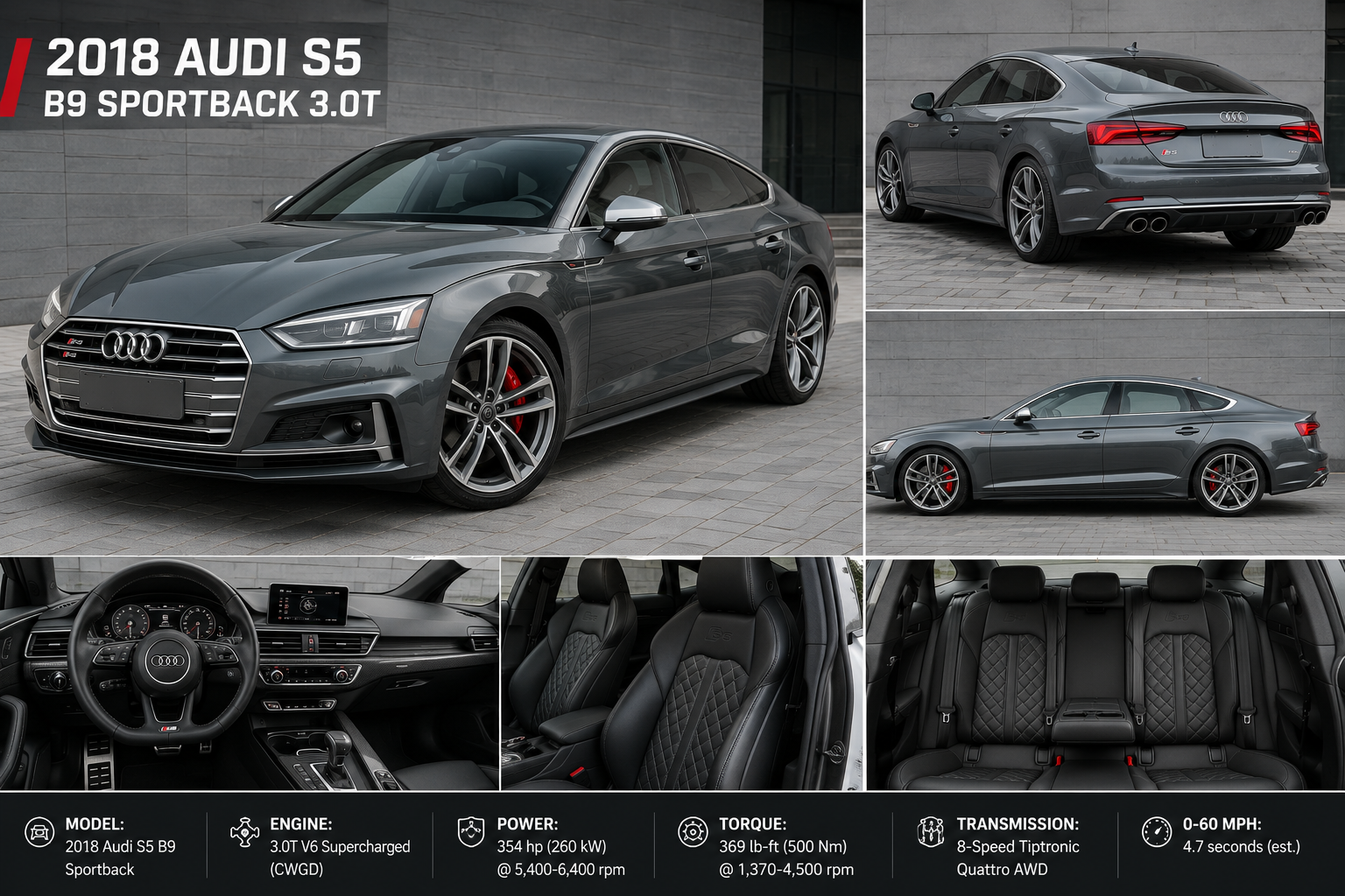 2018 Audi S5 B9 Sportback 3.0T SS304 Valved Catback Exhaust System