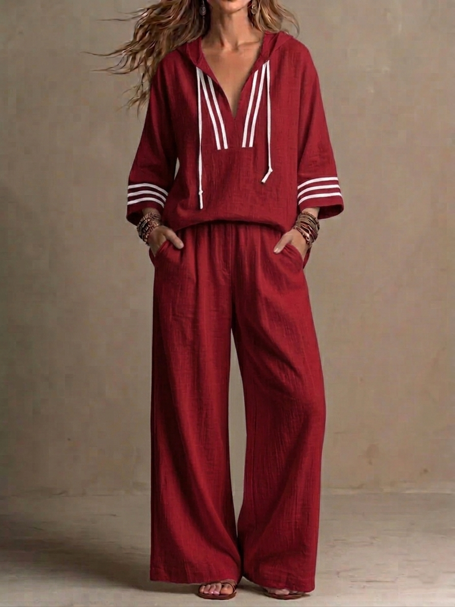 🌸Today 49% OFF🌸 Women's Casual Loose Cotton-Linen Hooded Set