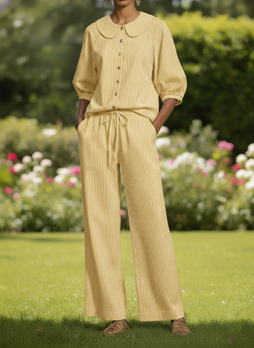 NEW🔥 The Sun-Drenched Stripe Peter Pan Tuscany Gingham Set
