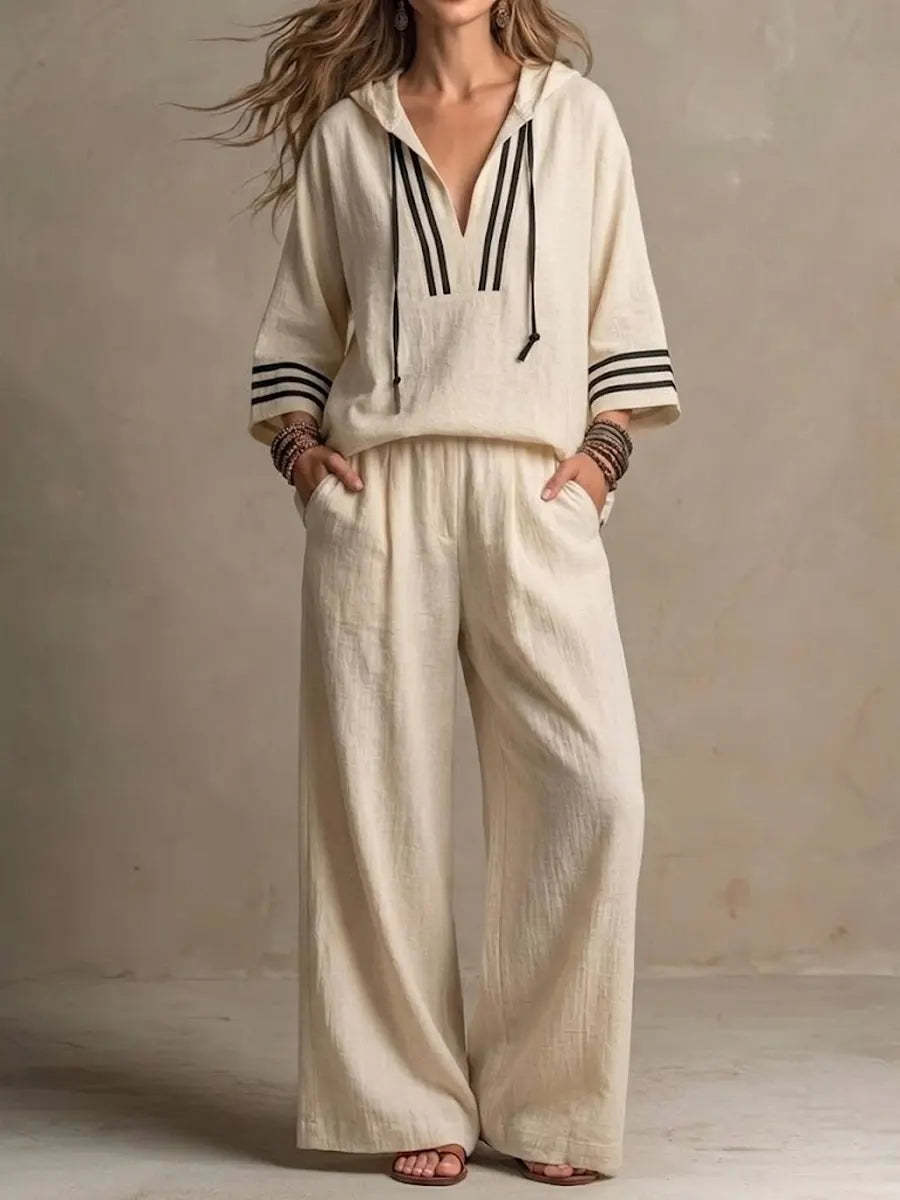 🌸Today 49% OFF🌸 Women's Casual Loose Cotton-Linen Hooded Set