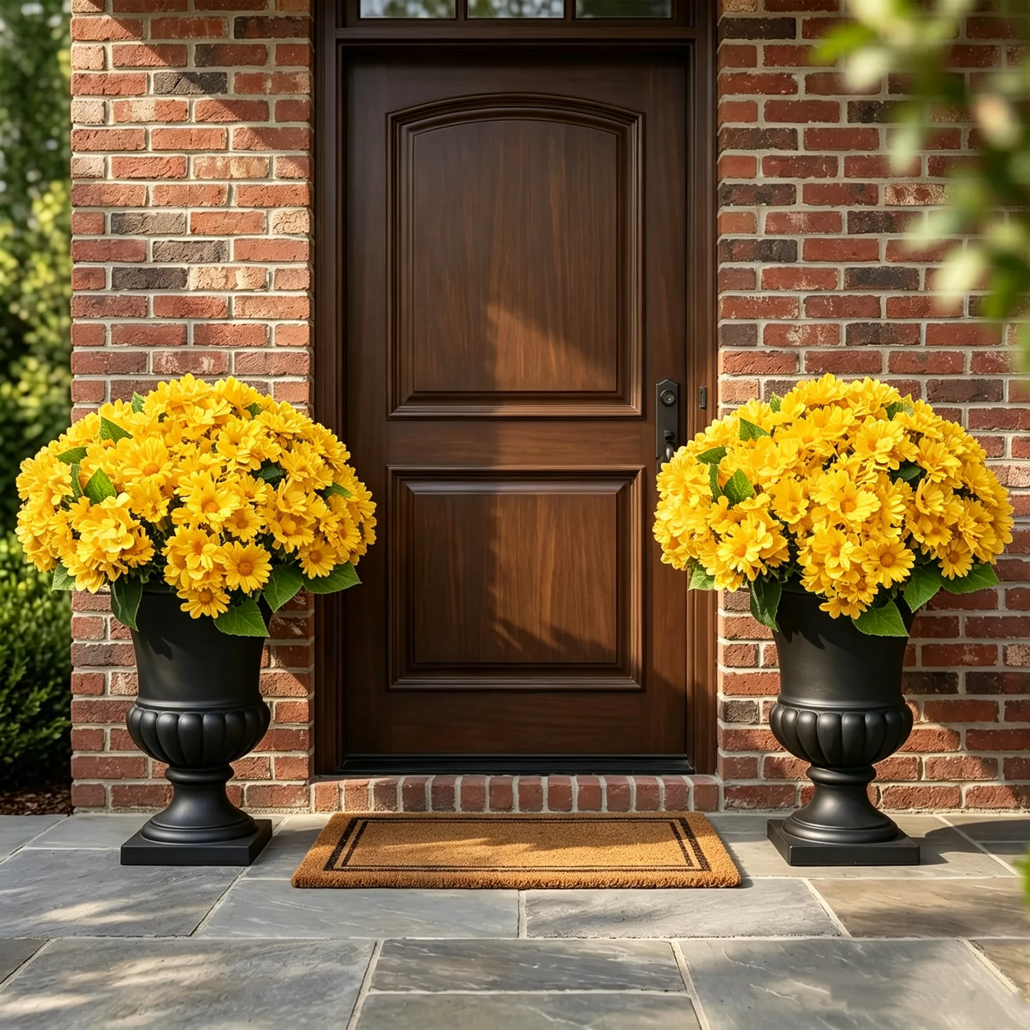 🌼Artificial Outdoor Sunset Mums Flowers - UV resistant, Waterproof, Windproof