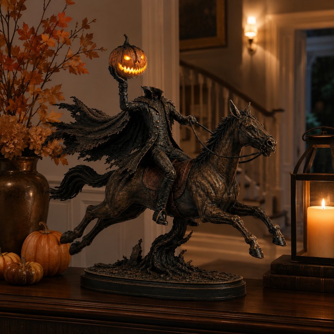💥Last Day 70% OFF🎃🏇-Midnight Chase Headless Horseman Statue
