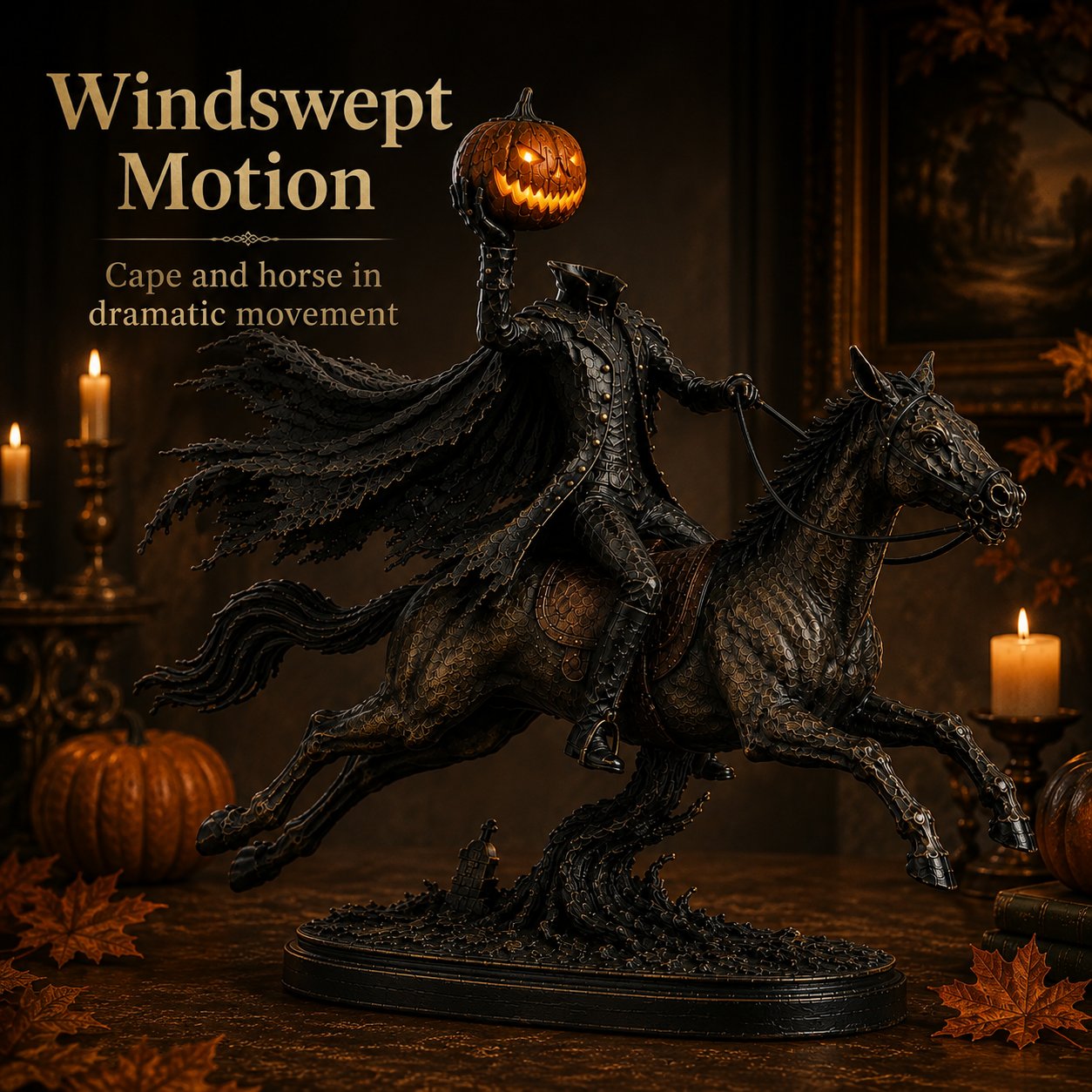 💥Last Day 70% OFF🎃🏇-Midnight Chase Headless Horseman Statue