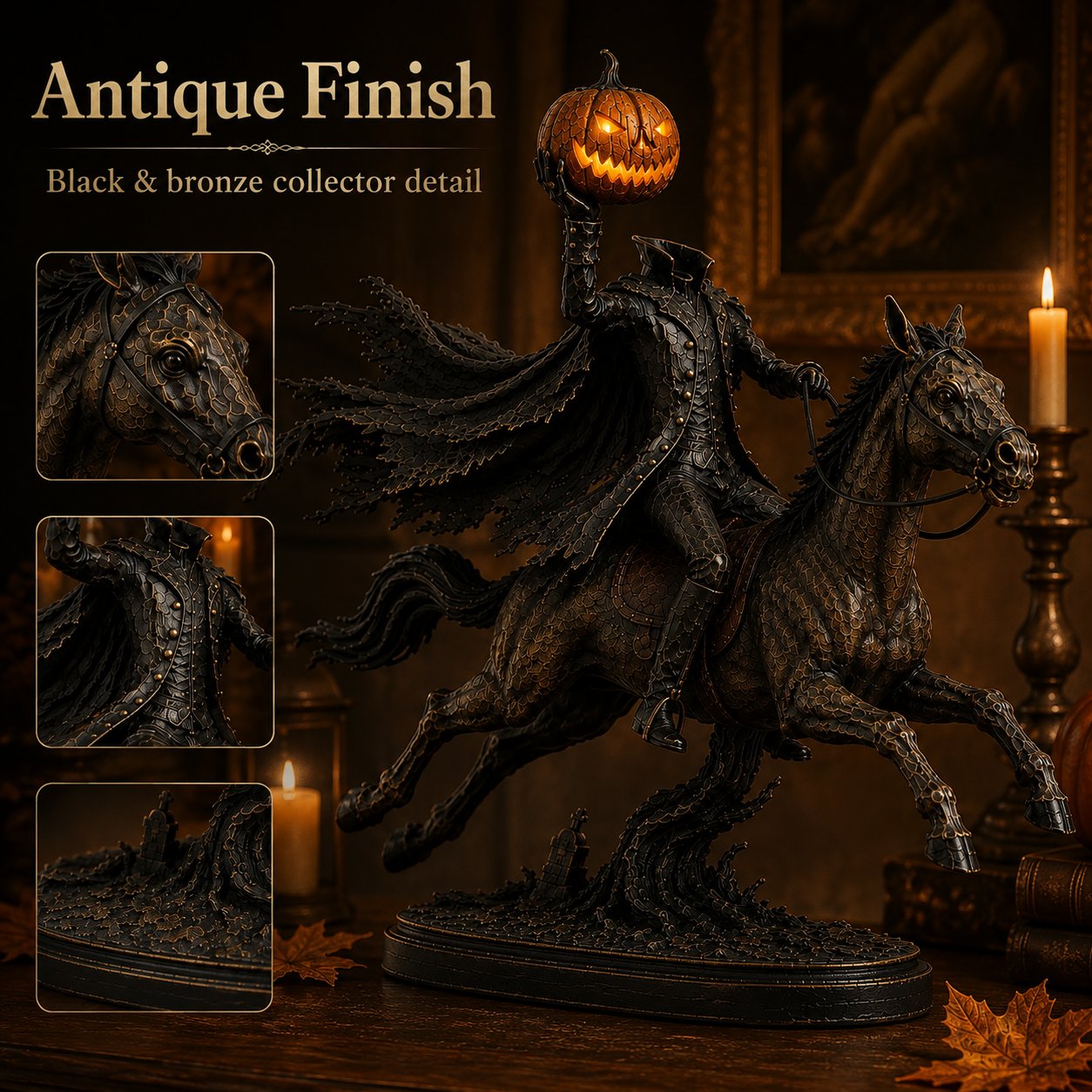 💥Last Day 70% OFF🎃🏇-Midnight Chase Headless Horseman Statue