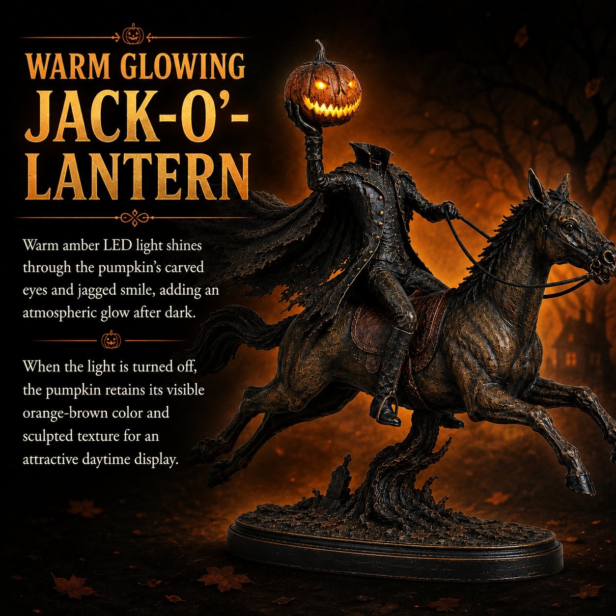 💥Last Day 70% OFF🎃🏇-Midnight Chase Headless Horseman Statue