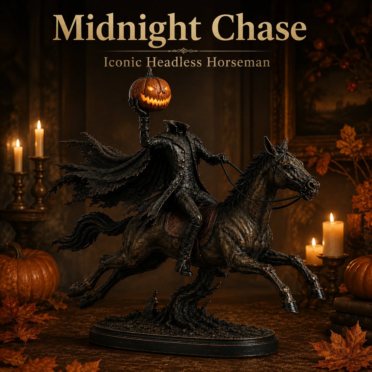 💥Last Day 70% OFF🎃🏇-Midnight Chase Headless Horseman Statue