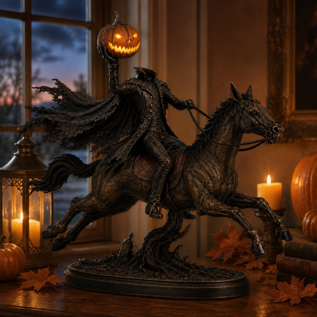 💥Last Day 70% OFF🎃🏇-Midnight Chase Headless Horseman Statue