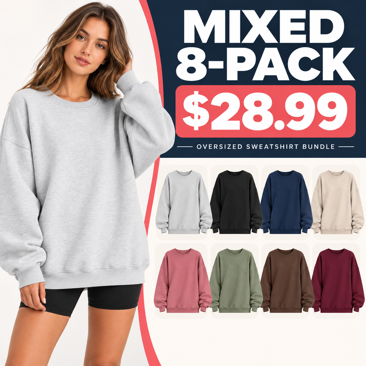 Women's Oversized Drop-Shoulder Crewneck Sweatshirt