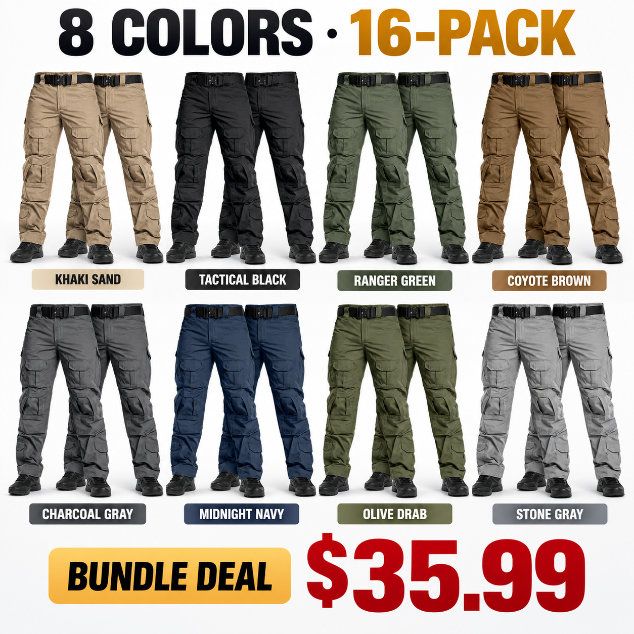 Men's Ripstop Tactical Cargo Pants – 10 Pockets