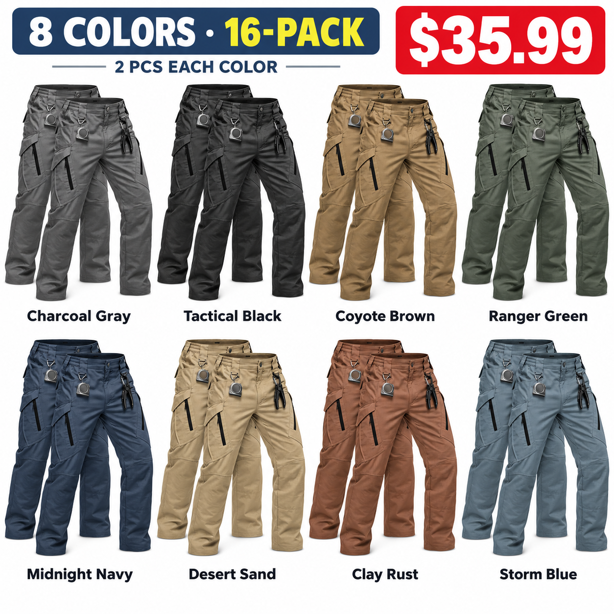 Men's Tactical Cargo Work Pants – Multi-Pocket Straight-Leg Pants