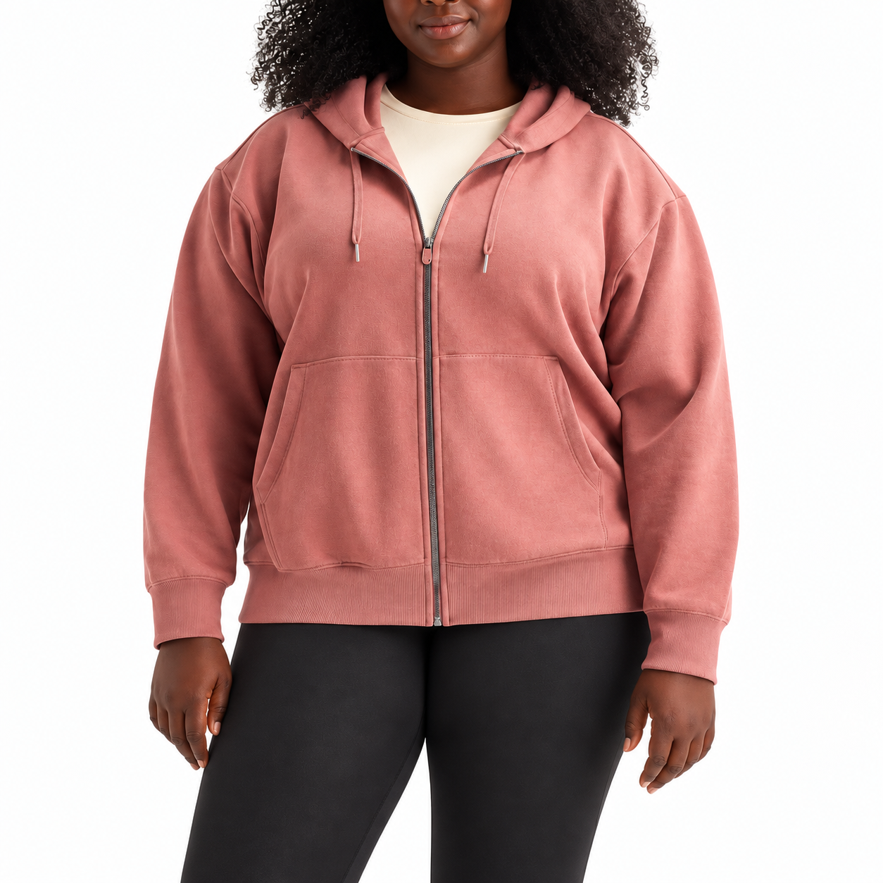 Women's Plus Size Relaxed Full-Zip Fleece Hoodie