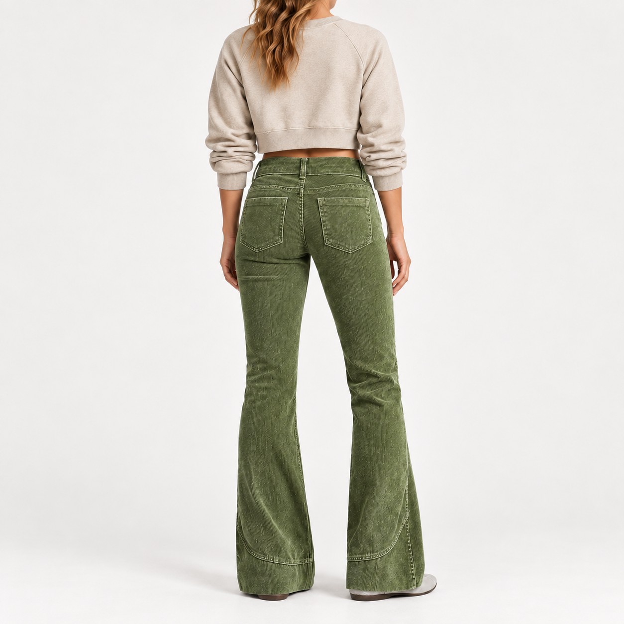 Women's High-Rise Washed Corduroy Flare Pants