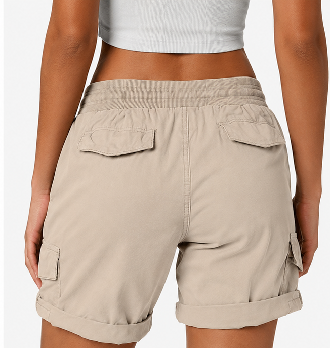 Women's Summer Cargo Shorts — Loose, High-Waisted, Casual Style