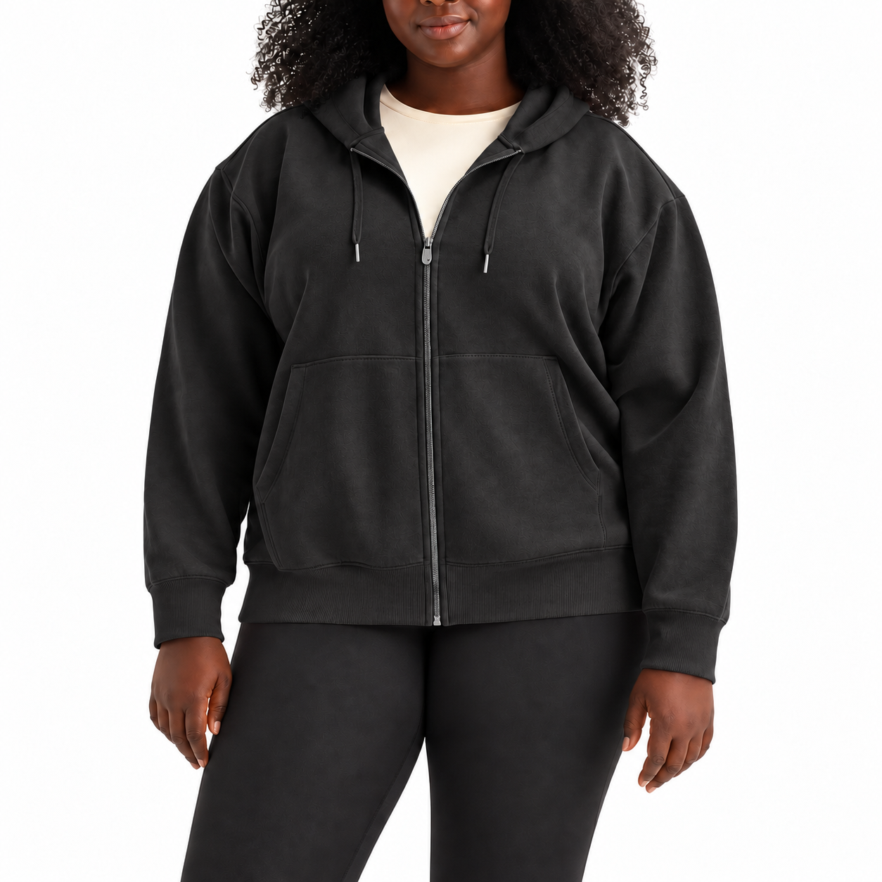 Women's Plus Size Relaxed Full-Zip Fleece Hoodie