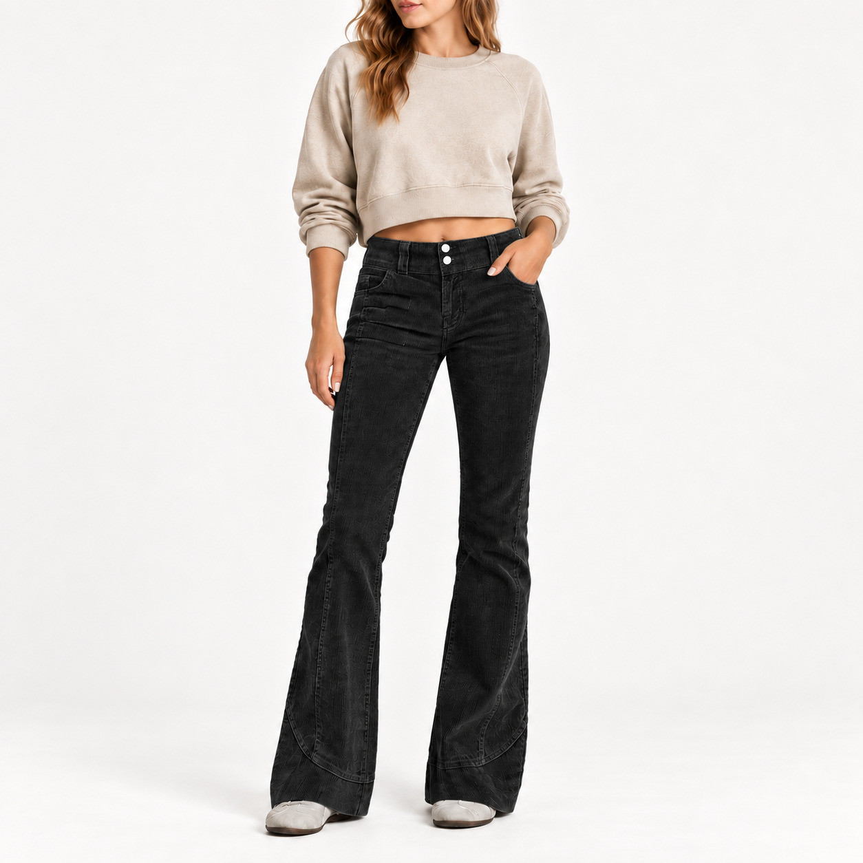 Women's High-Rise Washed Corduroy Flare Pants