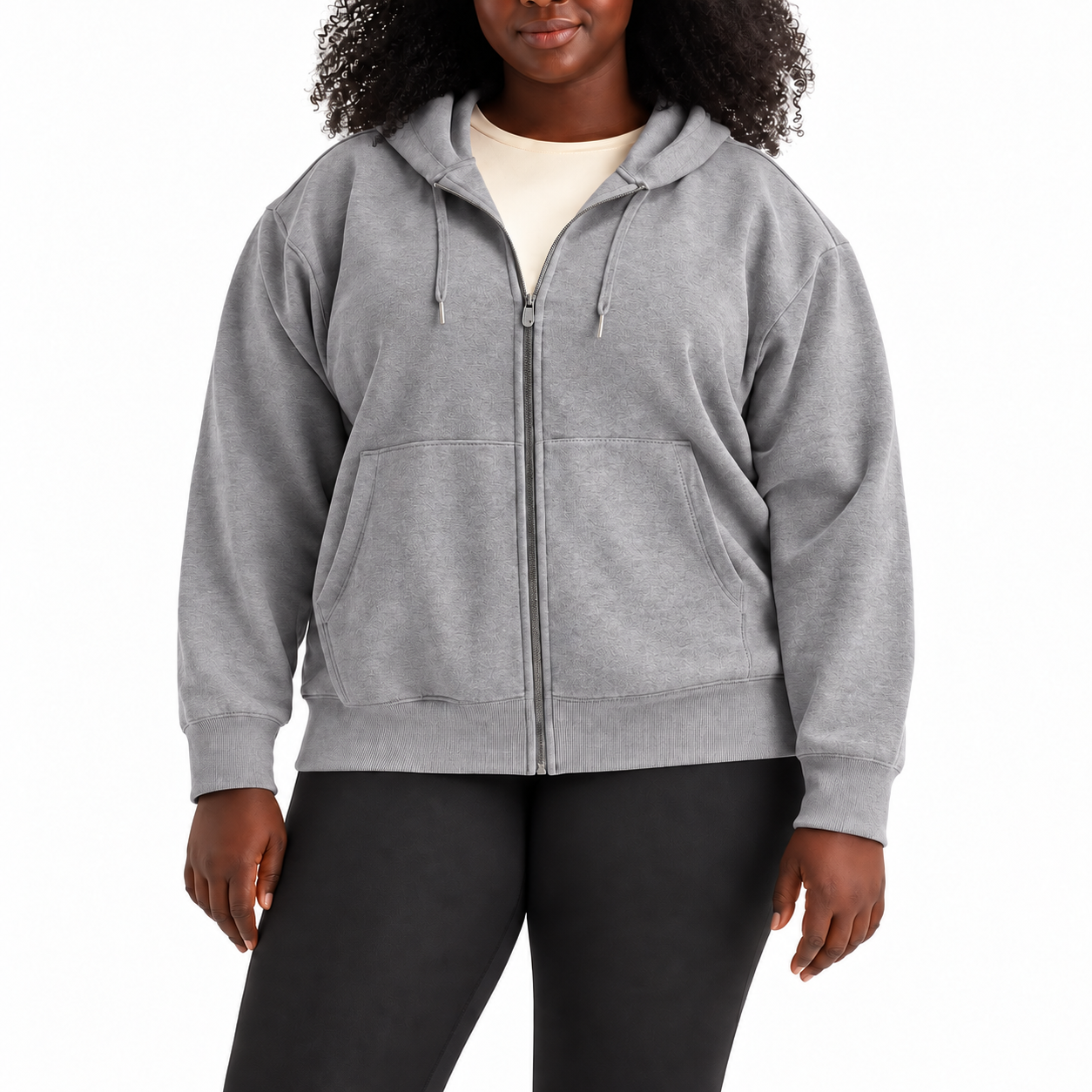 Women's Plus Size Relaxed Full-Zip Fleece Hoodie