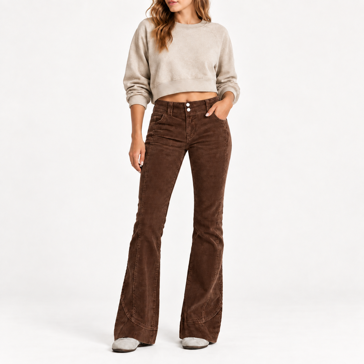 Women's High-Rise Washed Corduroy Flare Pants