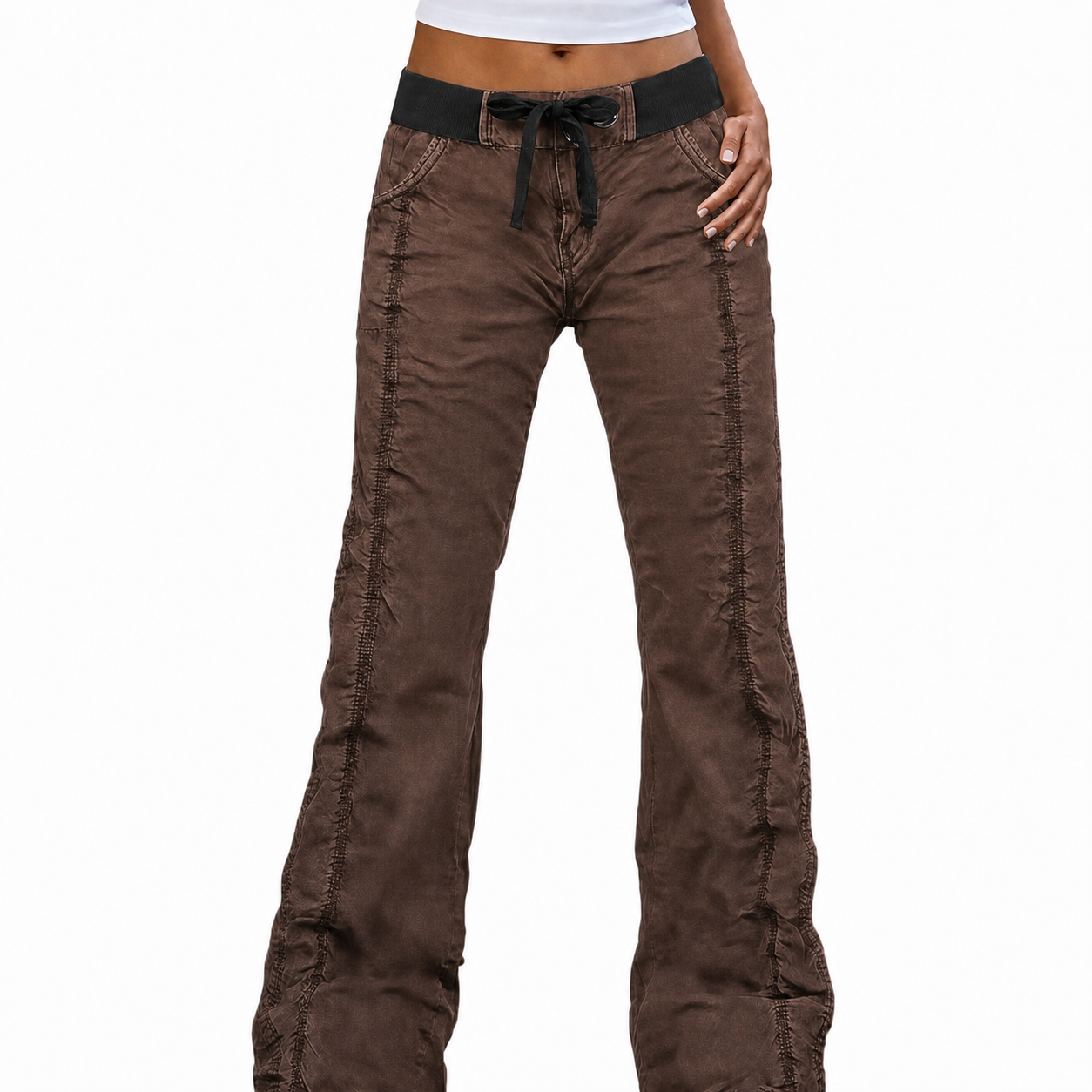 ⚡FINAL SALE⚡- 8 PACK  Women's straight-leg trousers, mid-rise, casual utility style, solid color, stitched detailing