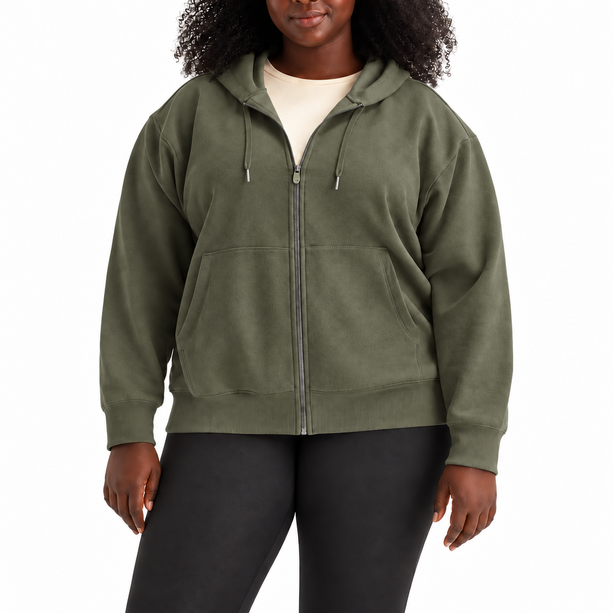 Women's Plus Size Relaxed Full-Zip Fleece Hoodie
