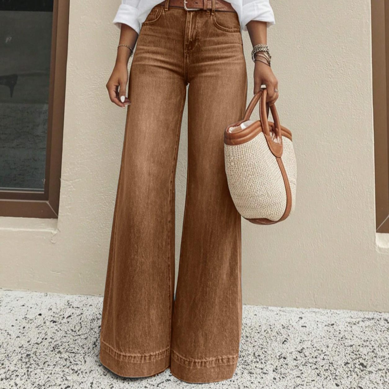 Women's Loose Straight Leg Jeans with Pockets, Comfortable and Fashionable, Perfect for Daily Wear, Versatile Casual Style
