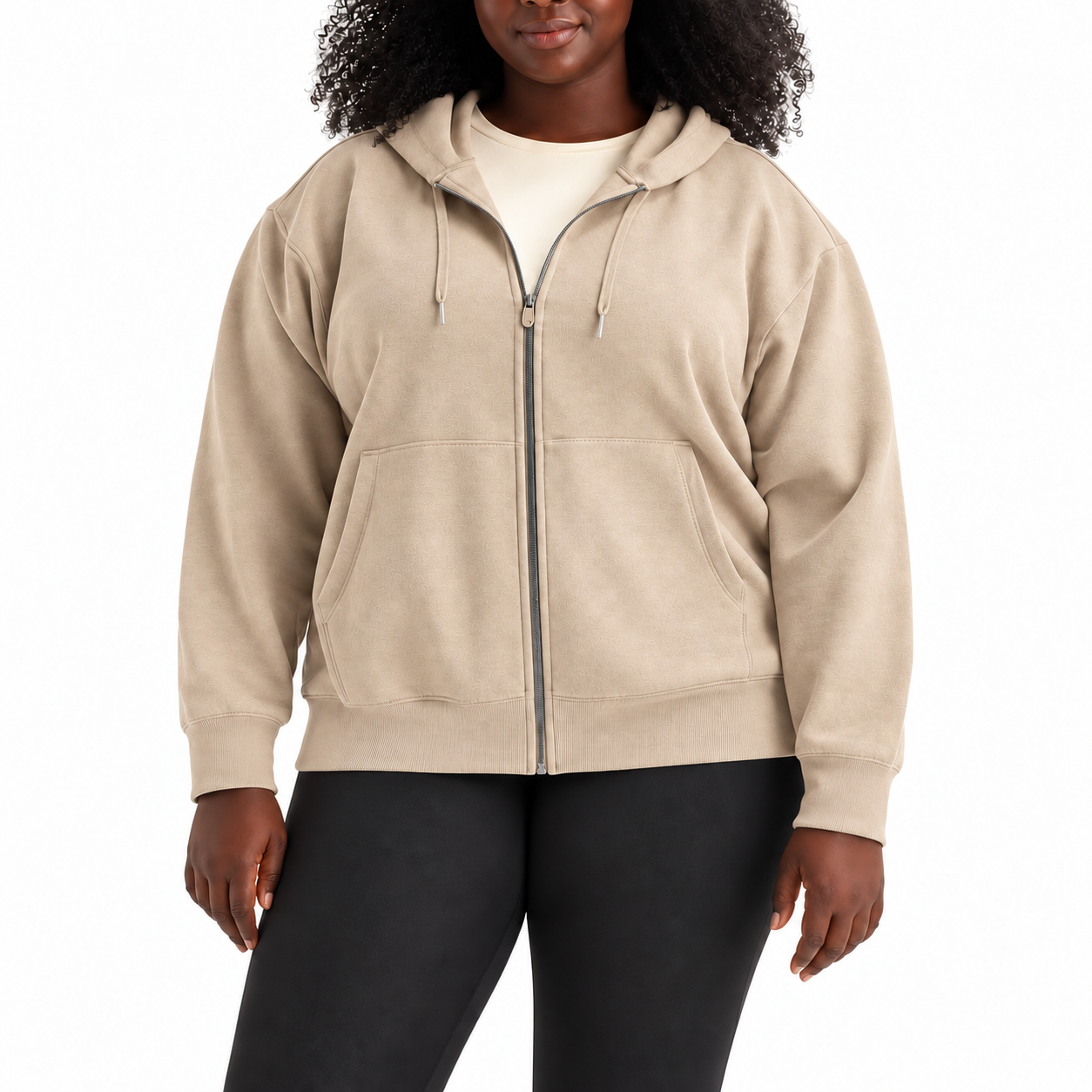 Women's Plus Size Relaxed Full-Zip Fleece Hoodie