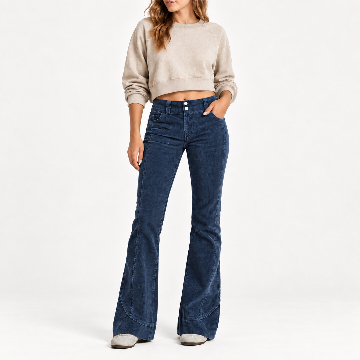 Women's High-Rise Washed Corduroy Flare Pants