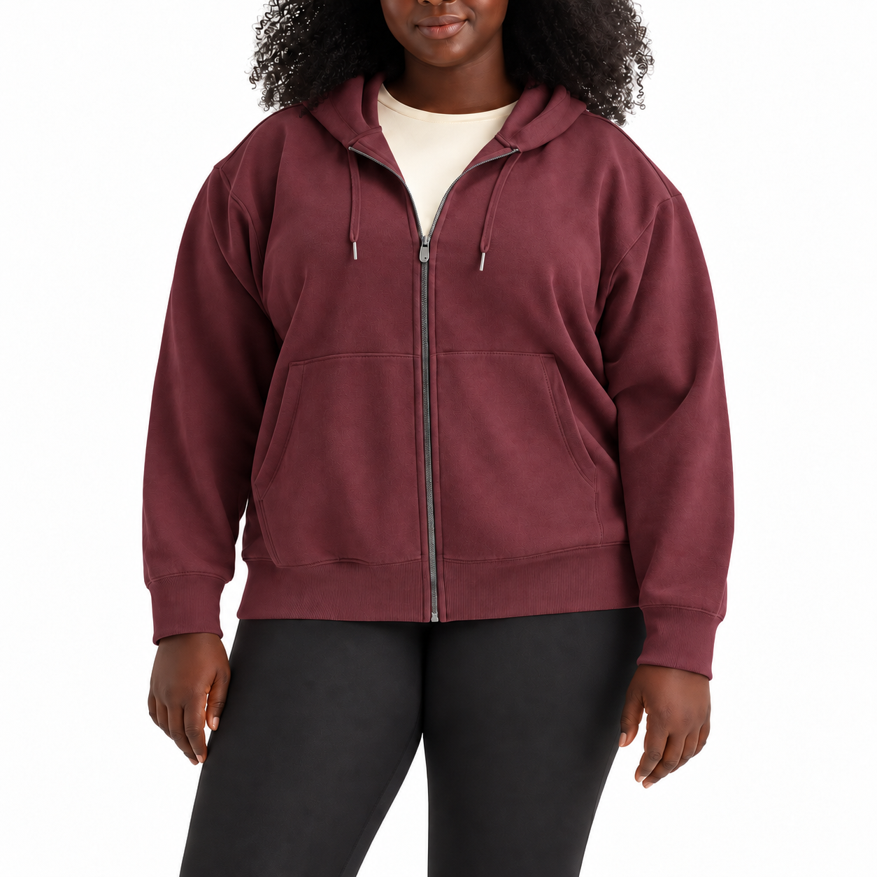 Women's Plus Size Relaxed Full-Zip Fleece Hoodie
