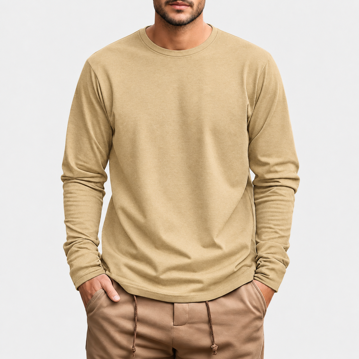 Men's Plus-Size Long-Sleeve Cotton Knit Shirt