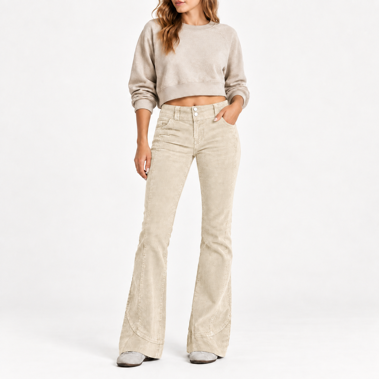 Women's High-Rise Washed Corduroy Flare Pants