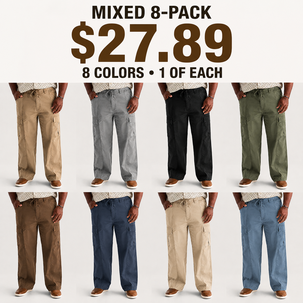 Men's Plus-Size Cargo Pants – Large-Pocket Drawstring Style, Suitable for Outdoor Work
