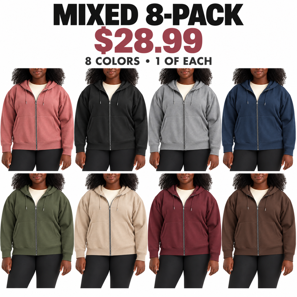 Women's Plus Size Relaxed Full-Zip Fleece Hoodie