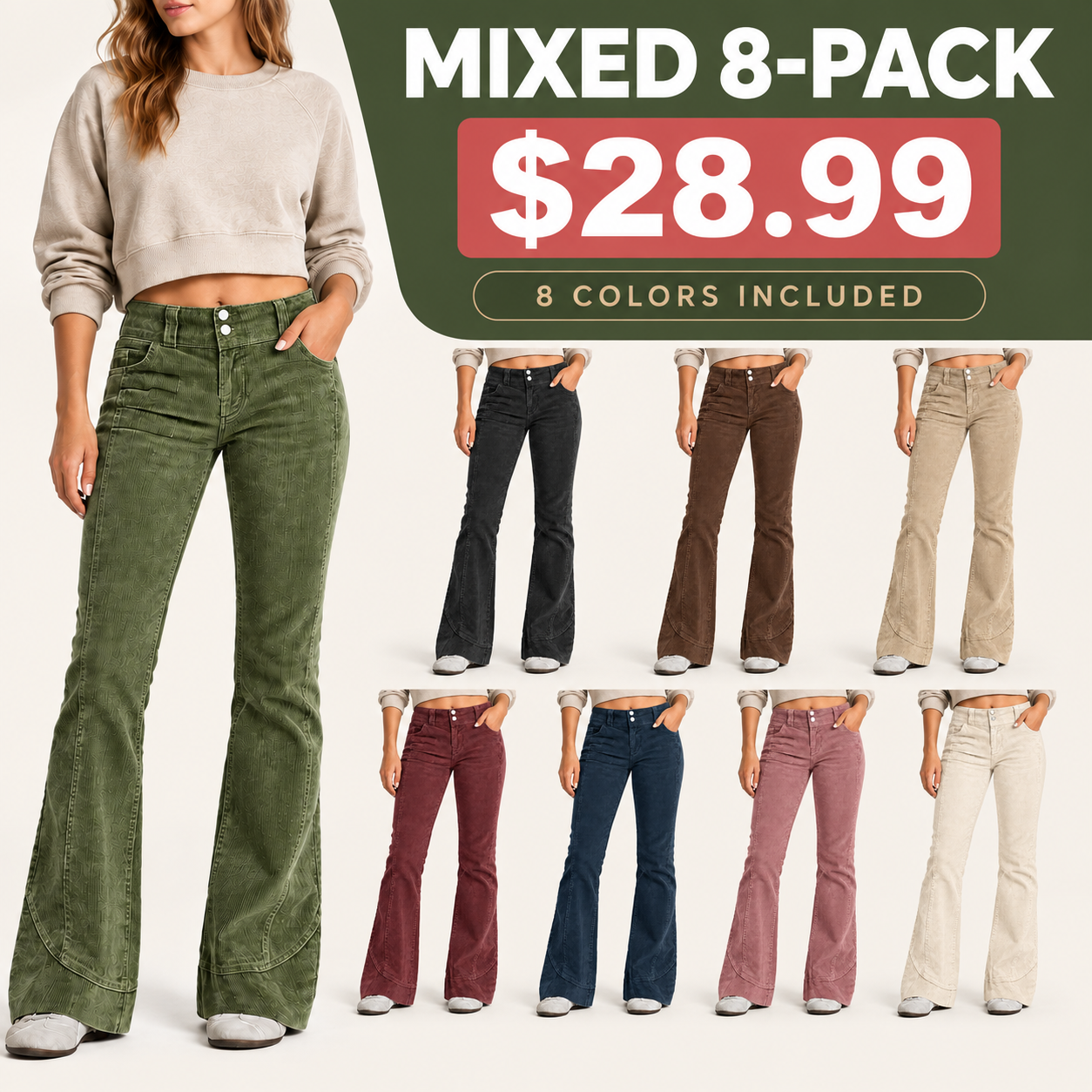 Women's High-Rise Washed Corduroy Flare Pants