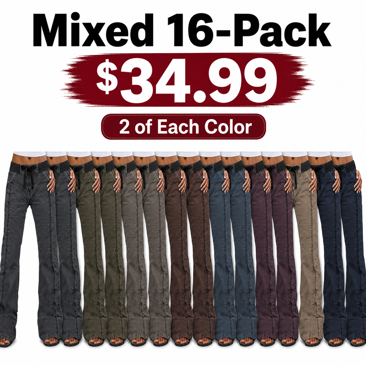 ⚡FINAL SALE⚡- 8 PACK women-s-high-stretch-mid-rise-straight-pants