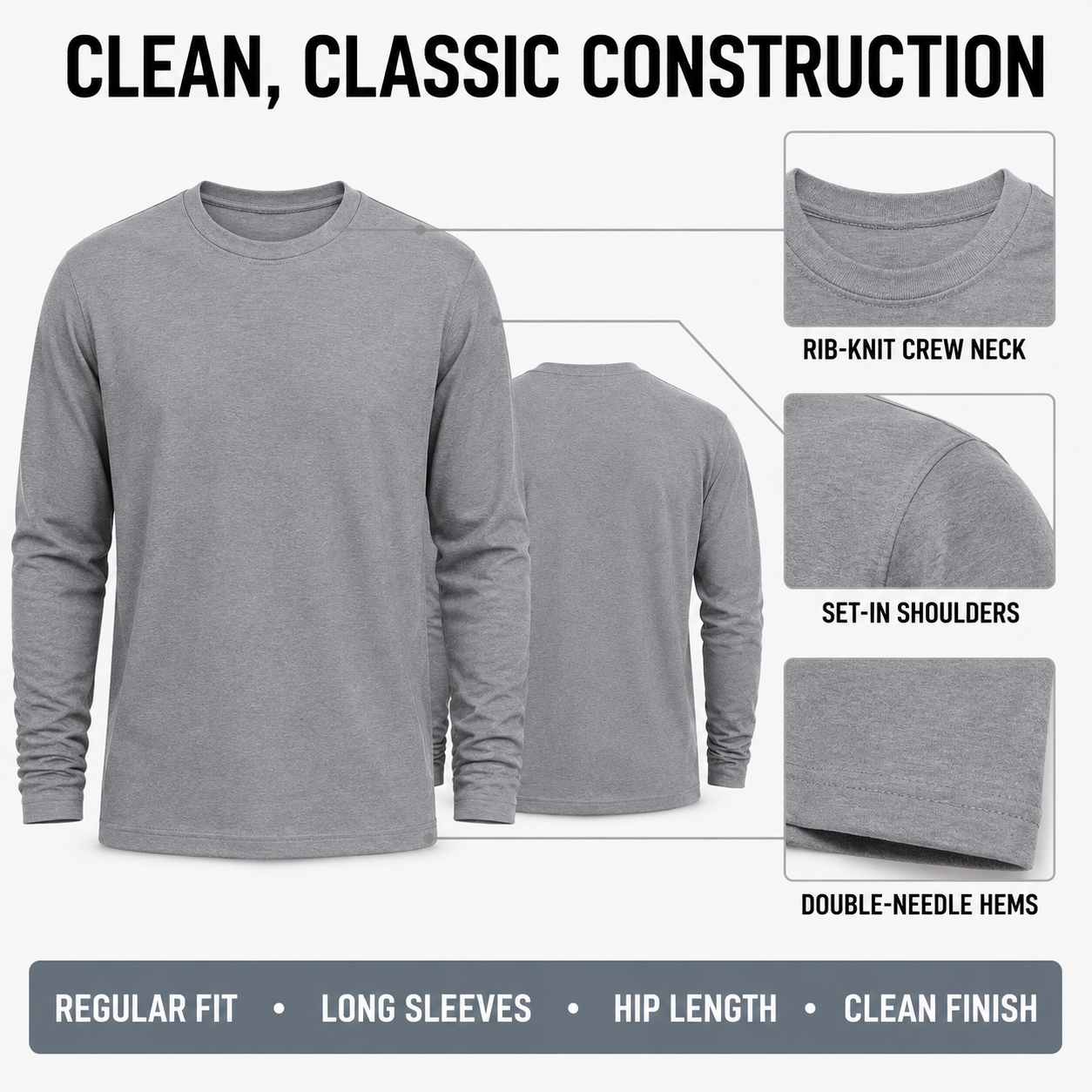 Men's Plus-Size Long-Sleeve Cotton Knit Shirt