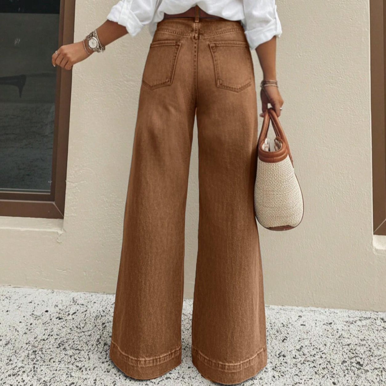 Women's Loose Straight Leg Jeans with Pockets, Comfortable and Fashionable, Perfect for Daily Wear, Versatile Casual Style