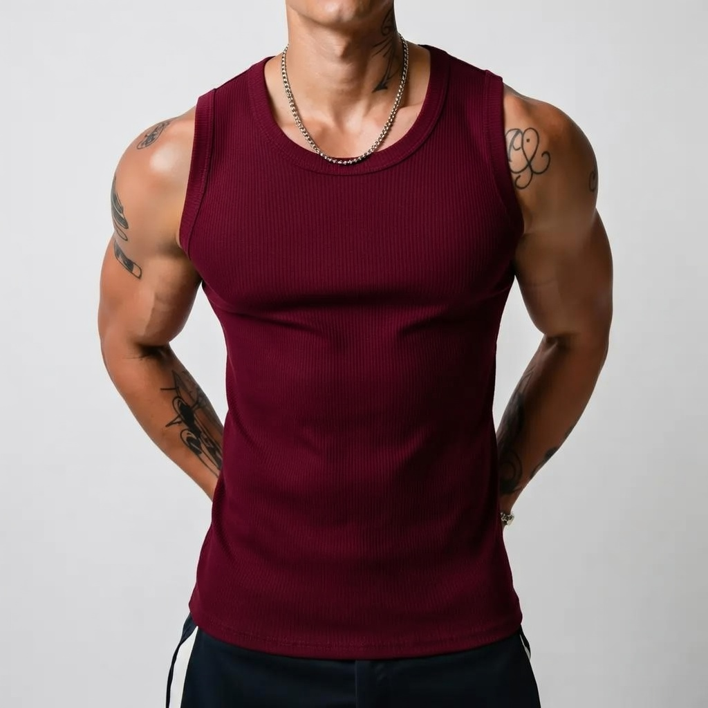 Men’s Wide Strap Ribbed Tank Top