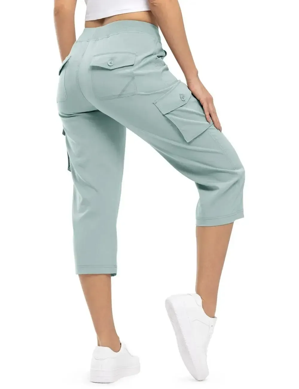 🔥Last day promotion🔥Womens Cargo Capris Lightweight Hiking Pants Shorts Cropped Cotton